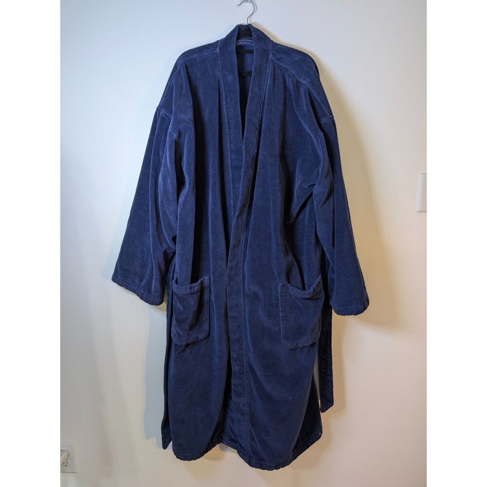 Polo Ralph Lauren Navy Terry Cloth Robe L/XL Belted Luxury Old Money Cozy Lounge - Picture 7 of 7
